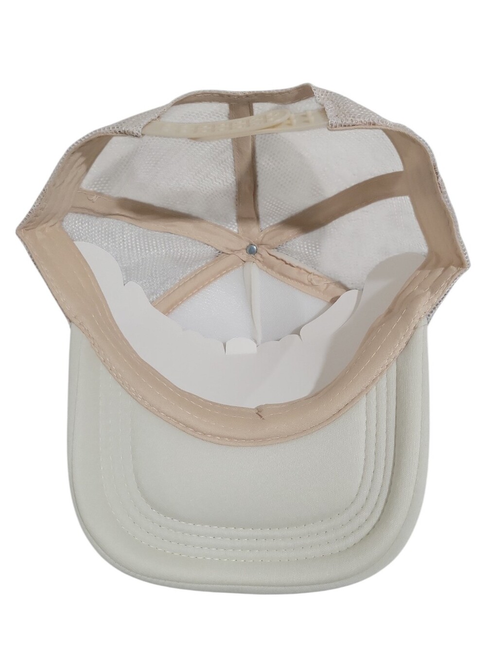 Smiley Face Embroidered Foam Adjustable Trucker Hat New Cream Tan Unisex - Picture 6 of 7